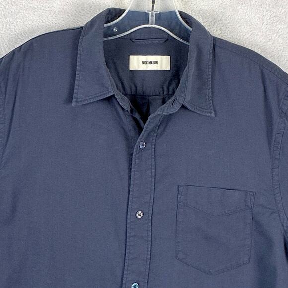 Buck Mason Shirt Mens L Draped Twill One Pocket Blue Preppy Classic Huckberry - Picture 2 of 8